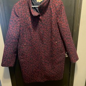 Ann Taylor Loft leopard print coat, size XL, navy blue and burgundy